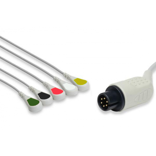 Kabel kompletny EKG AAMI, 5 odprowadzeń, zatrzask, wtyk 6 pin
